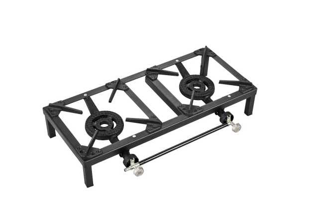 Double Burner Gas Stove, High-power Portable Cast Iron Fierce Stove Outdoor Liquefied Gas Stove Double-eye Burner