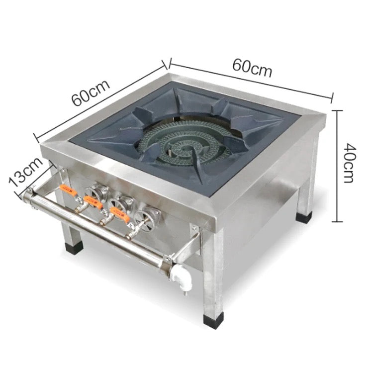 2024 Big Size, Silver Steel Frame, Industrial Cast Iron three (3) ring burner with 3 control nobs best for catering