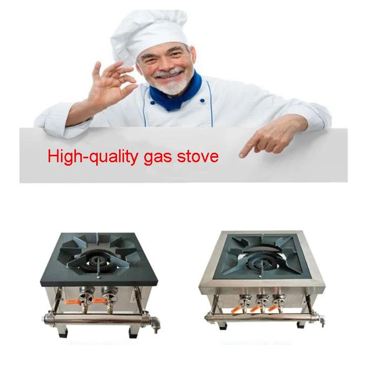 2024 Big Size, Silver Steel Frame, Industrial Cast Iron three (3) ring burner with 3 control nobs best for catering