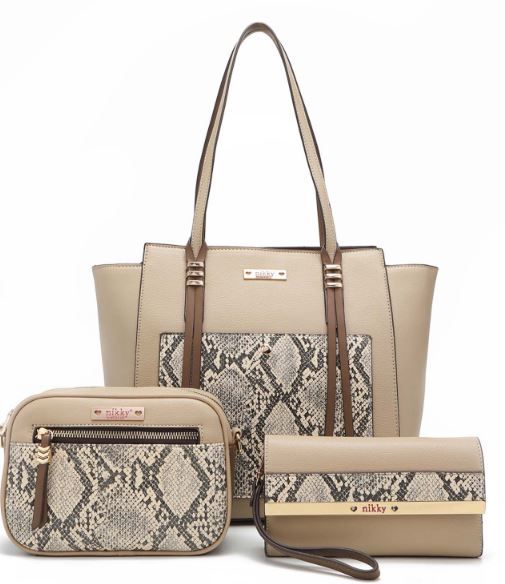 Nikky by NICOLE LEE USA, Color Natural - 3 PCS SET - Designer Bag - USA